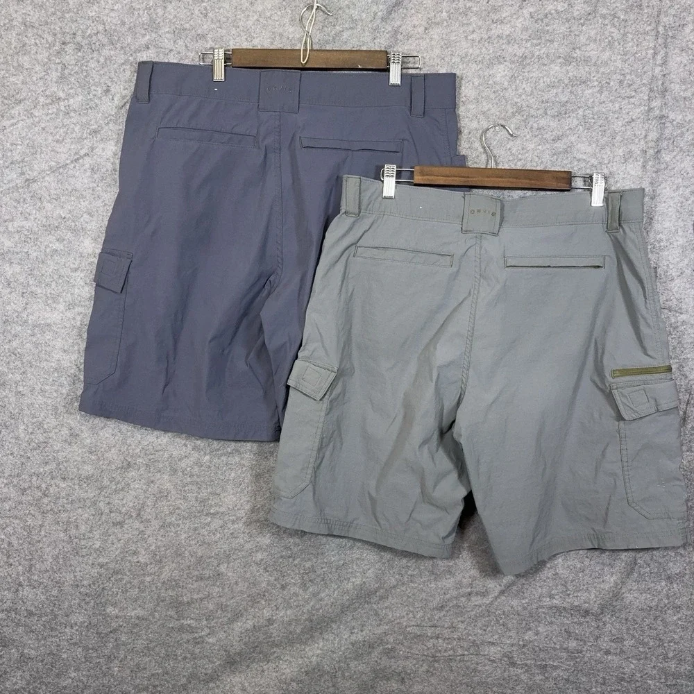 Orvis Tech Cargo Shorts Mens 36 Blue Gray Nylon Stretch Pockets - BUNDLE OF 2